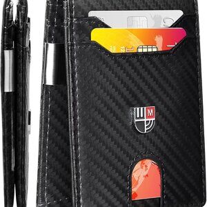 Men's Slim Billfold Money Clip Front Pocket RFID Blocking Wallet - 12 Card Slots